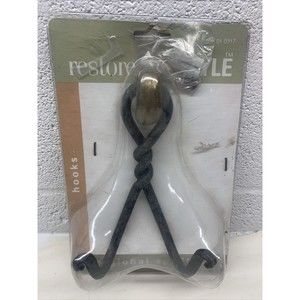 Vintage Twisted 6” Wrought Iron Wall Mounted Hook By Global Collection NOS